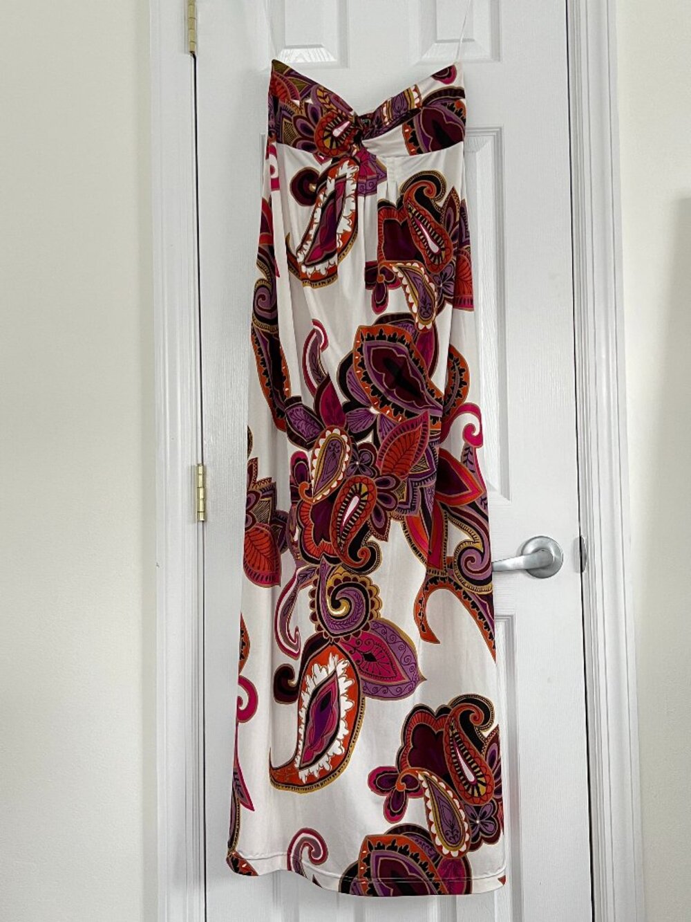 Y2K Sinequanone Paris Designer Slip Strapless Dress Paisley Psychedelic Small